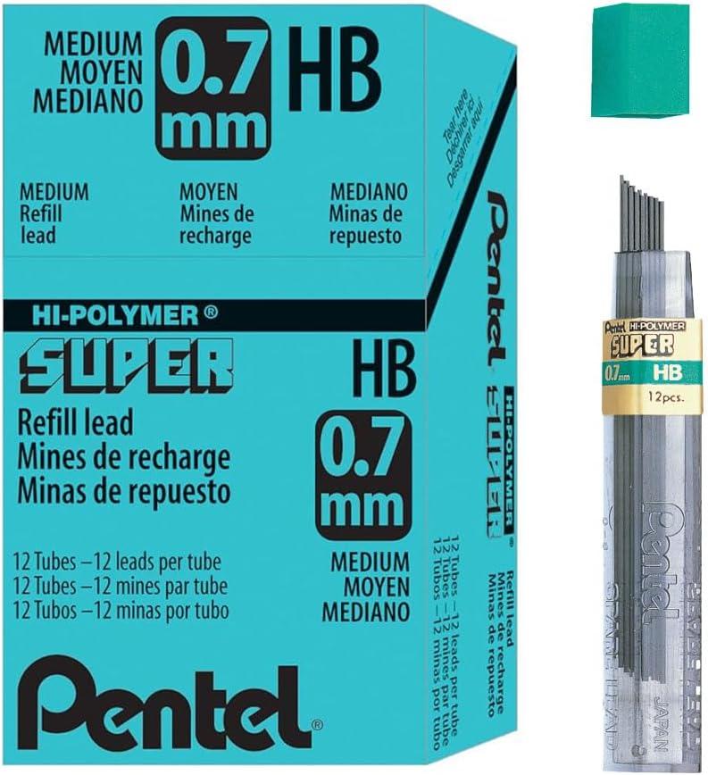 image:imagePentel Super HiPolymer Lead Refill 09mm Thick HB 180 Pieces of Lead 12 Tubes of Lead 509HB12 Count Pack of 1