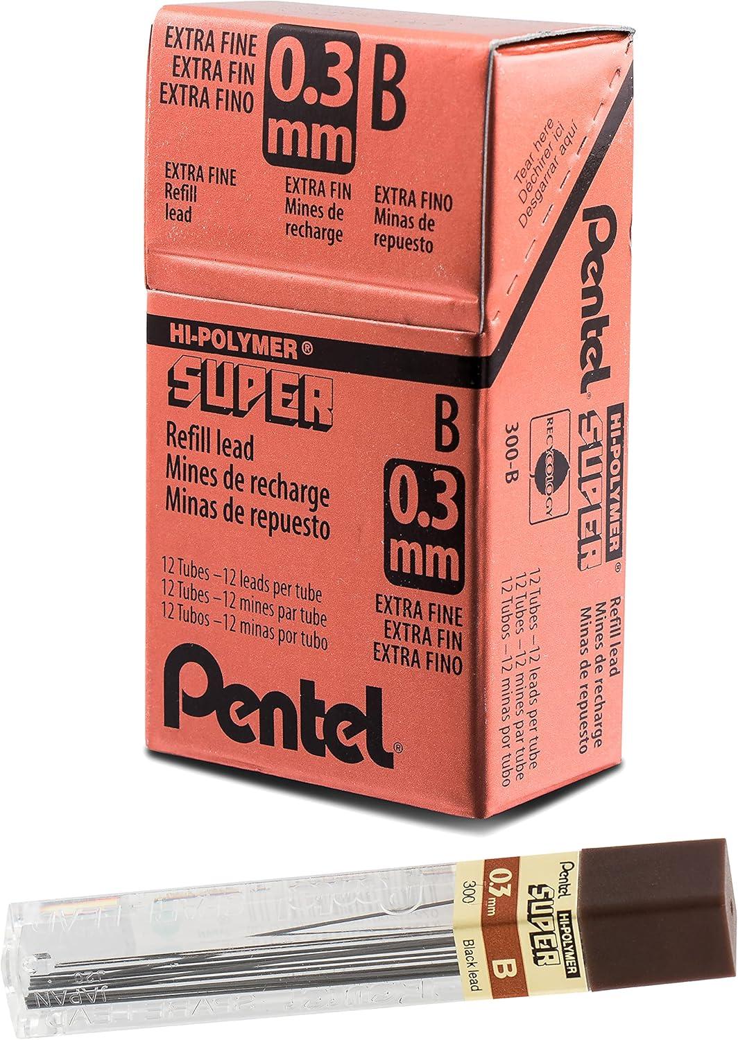 image:imagePentel Super HiPolymer Lead Refill 09mm Thick HB 180 Pieces of Lead 12 Tubes of Lead 509HB12 Count Pack of 1