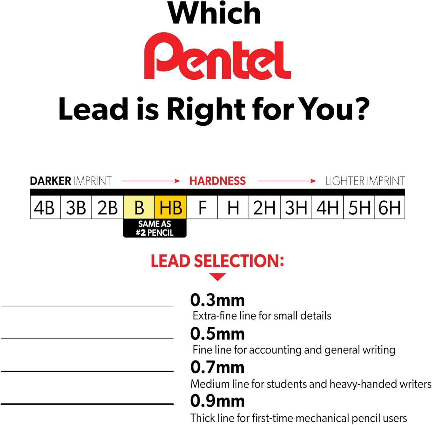 image:imagePentel Super HiPolymer Lead Refill 09mm Thick HB 180 Pieces of Lead 12 Tubes of Lead 509HB144 Count Pack of 1