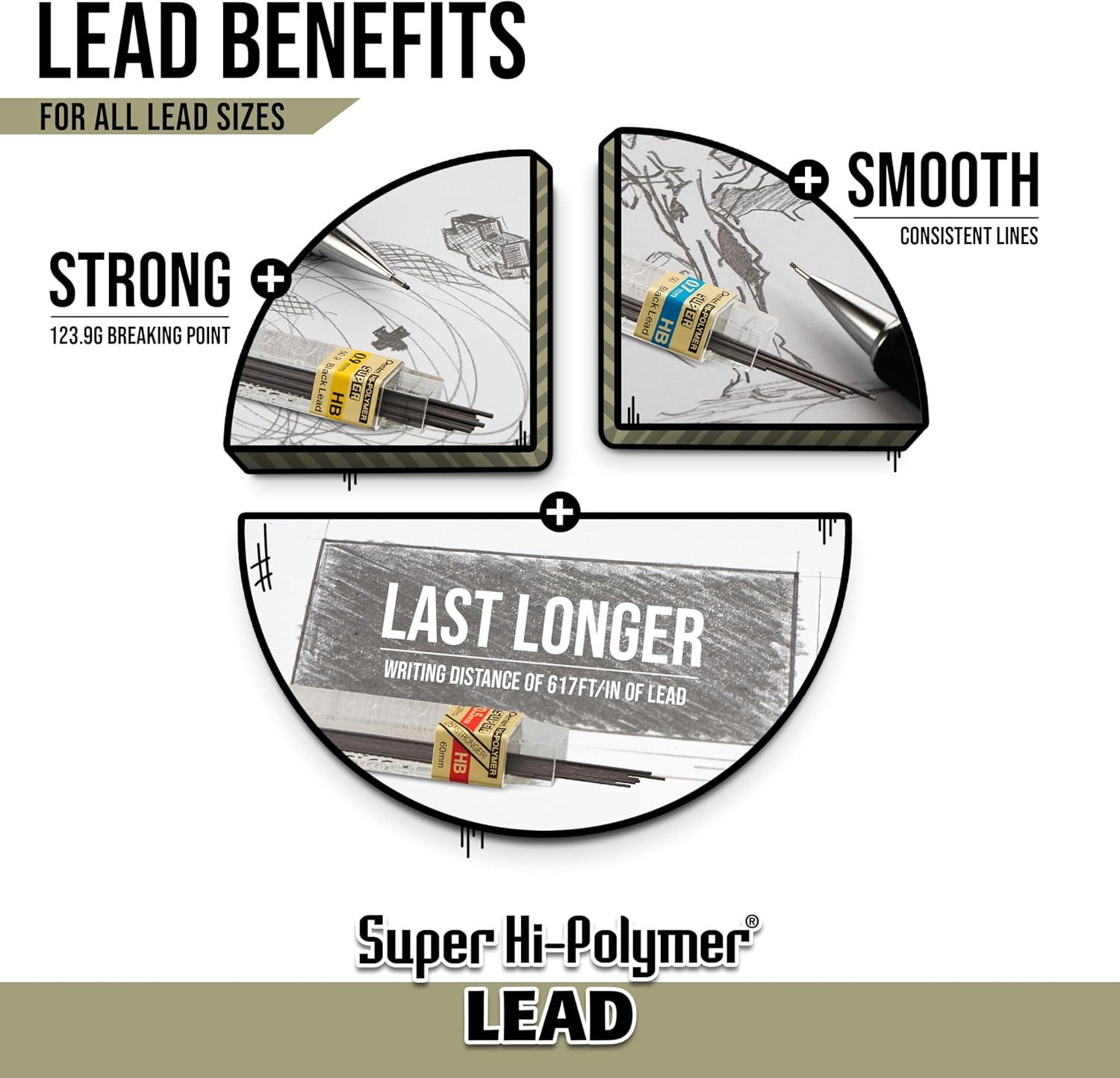 image:imagePentel Super HiPolymer Lead Refills 07 mm 2B 72 Pieces 12 pcs per tube 6 tubesHB