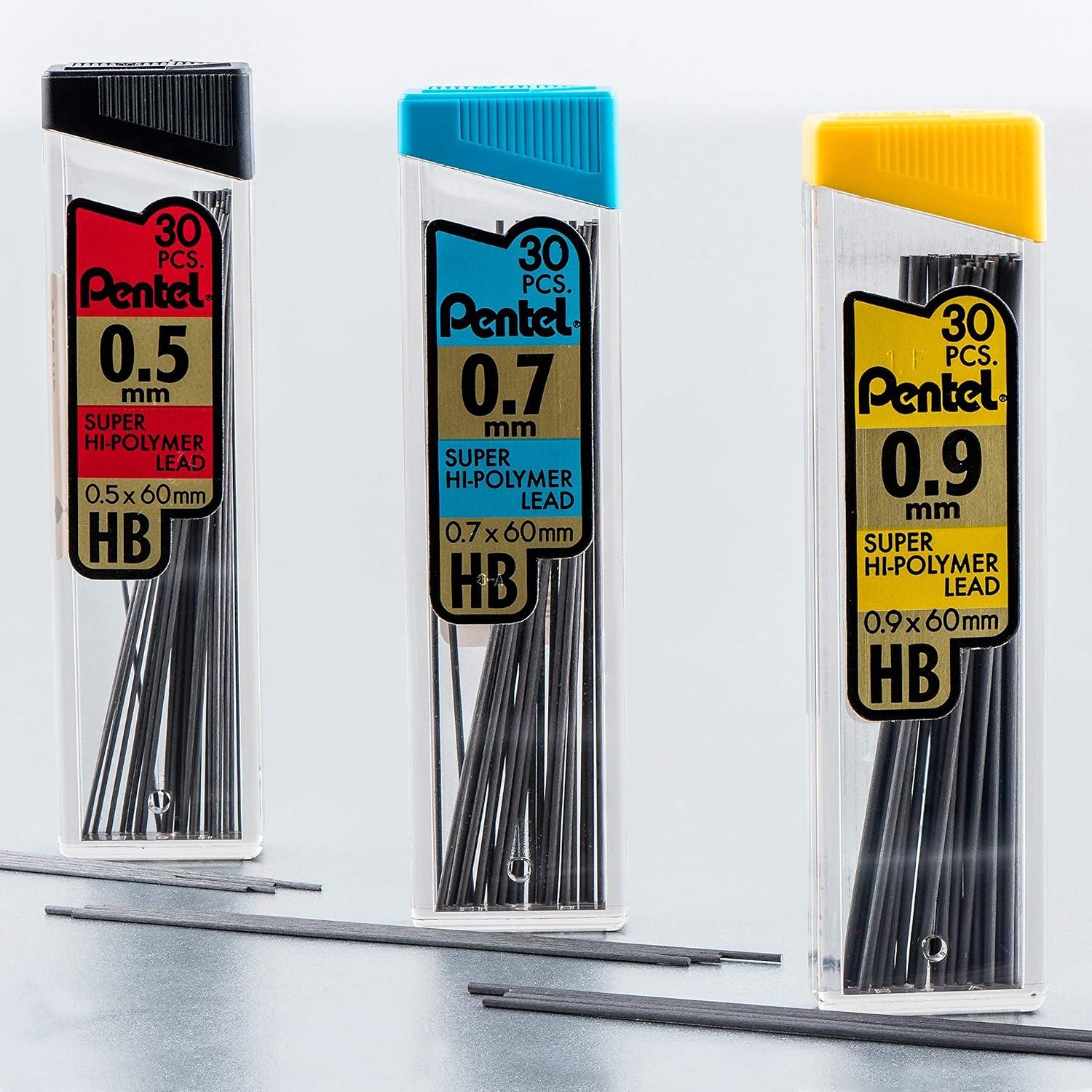 image:imagePentel Super HiPolymer Lead Refills Value Pack 05mm and 07mm FineMedium Line HB Pack of 6 180 Pieces of Lead C257BPHB66 Count Pack of 1