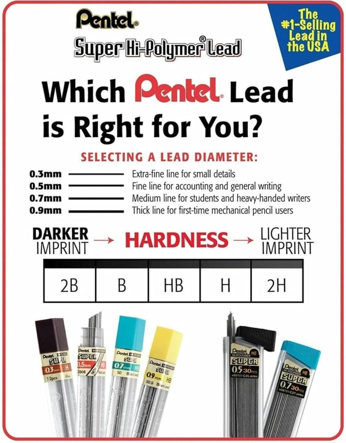 image:imagePentel Super HiPolymer Refills 07 mm Medium HB 180 Pieces of Lead C27BPHB690 Count Pack of 1