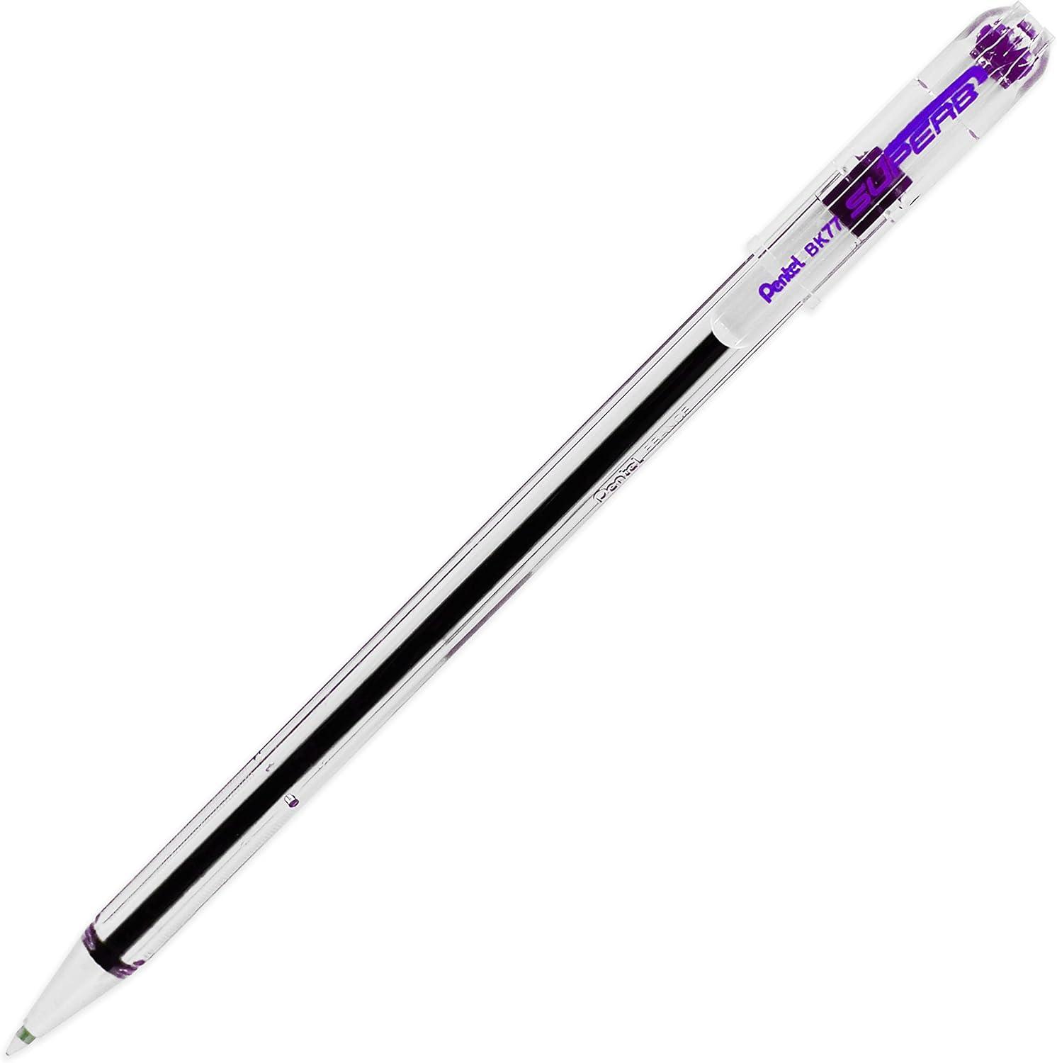 image:imagePentel Superb Ballpoint Pen Ball Point Pens 07mm Nib Tip 025mm Line Width Fine Line Refillable Ink BK77 Pack Of 6 Violet
