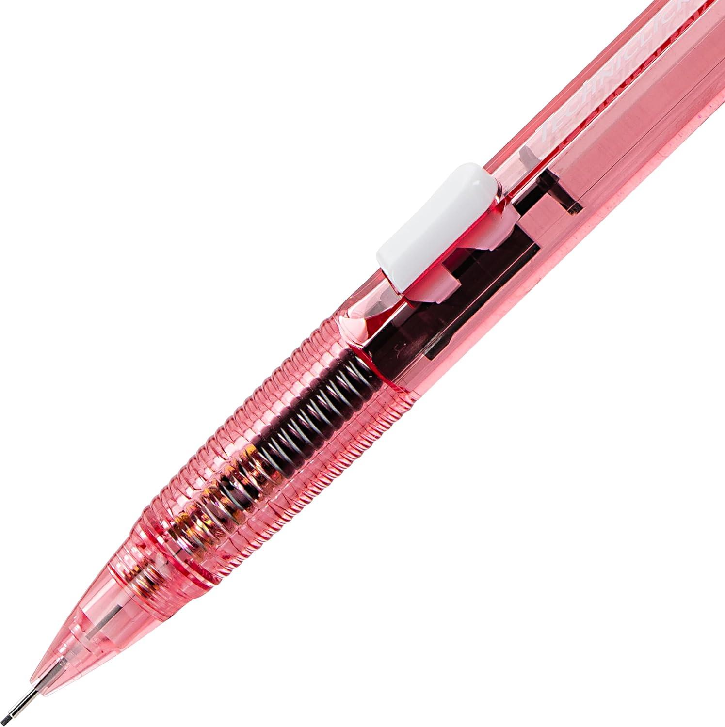 image:imagePentel Techniclick 07mm Mechanical Pencil Pack of 5 Smooth Writing Pencil for Students amp Professionals Medium Line SideClick Lead Advance Assorted Pastel Barrel Colors PD107TBP5M