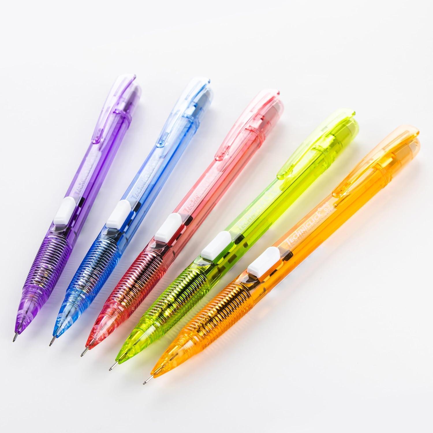 image:imagePentel Techniclick 07mm Mechanical Pencil Pack of 5 Smooth Writing Pencil for Students amp Professionals Medium Line SideClick Lead Advance Assorted Pastel Barrel Colors PD107TBP5M