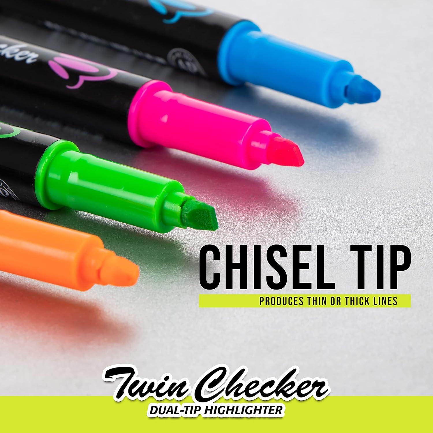 image:imagePentel Twin Checker Dualtip Highlighter Chisel Tip YellowPink Ink Pack of 12 SLW8GPYellowBlue