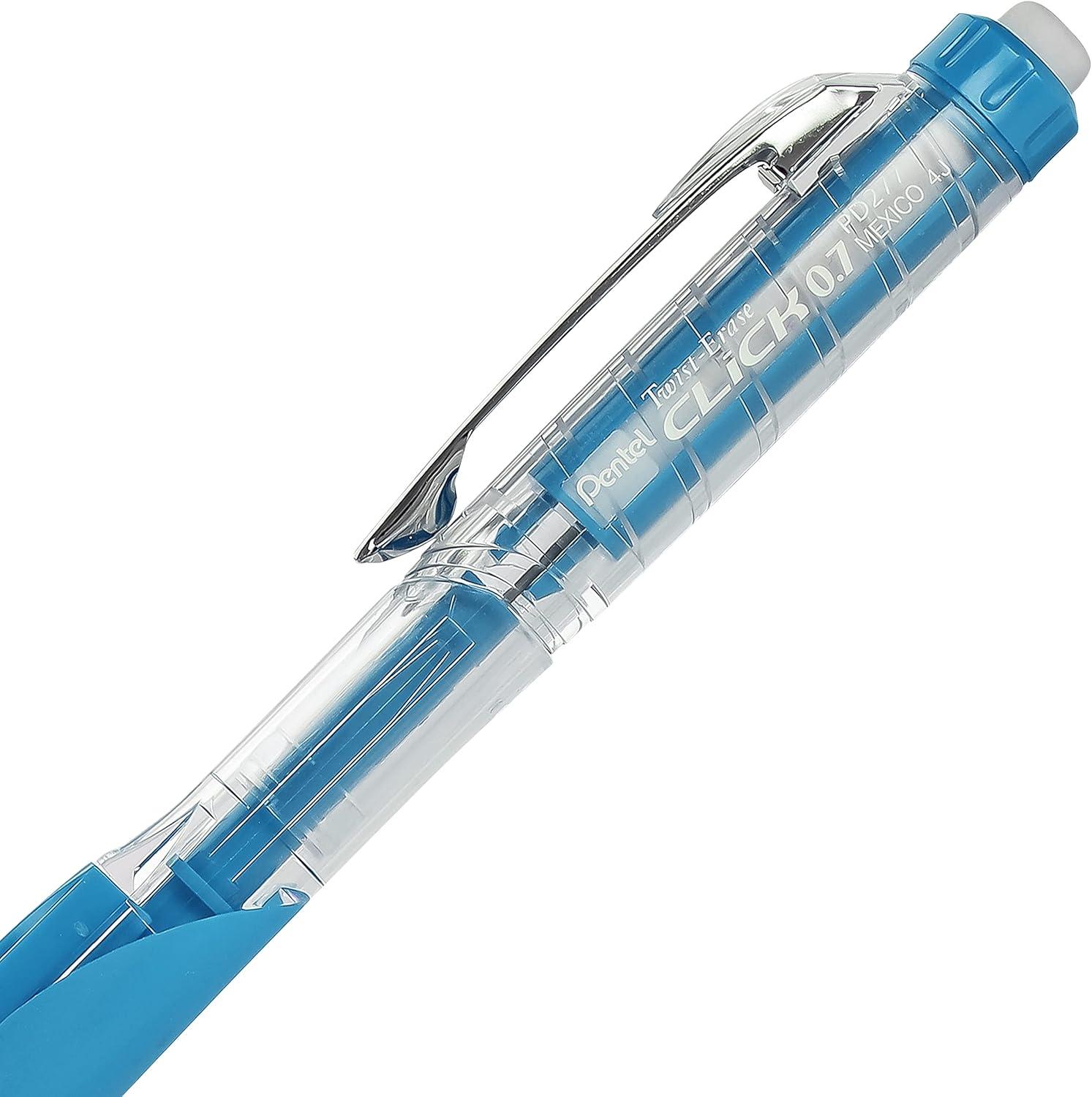 image:imagePentel Twist Erase Click Automatic Pencil with 2 Eraser Refills and Lead 09 mm Assorted Barrels Color May Vary 2 Pack PD279TLEBP2Assorted