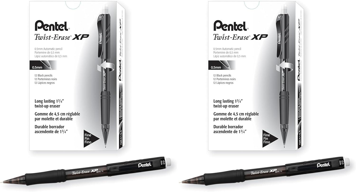 image:imagePentel Twist Erase EXPRESS Automatic Pencil 05mm Lead Size Green Barrel Box of 12 QE415DBlack