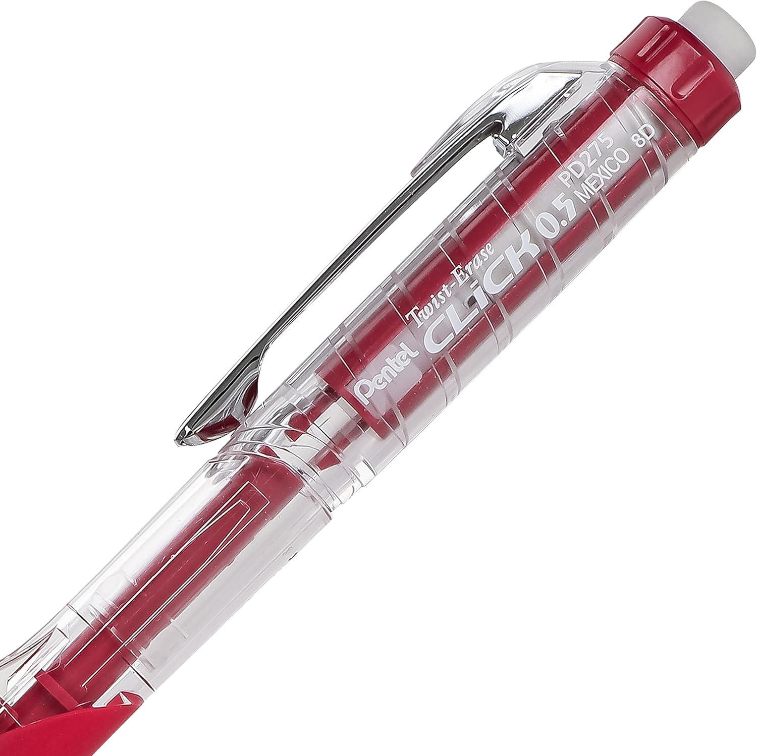 image:imagePentel TwistErase Click Mechanical Pencil 05mm Assorted Barrels 2 Eraser Refills and Lead Color May Vary Pack of 2 PD275TLEBP2