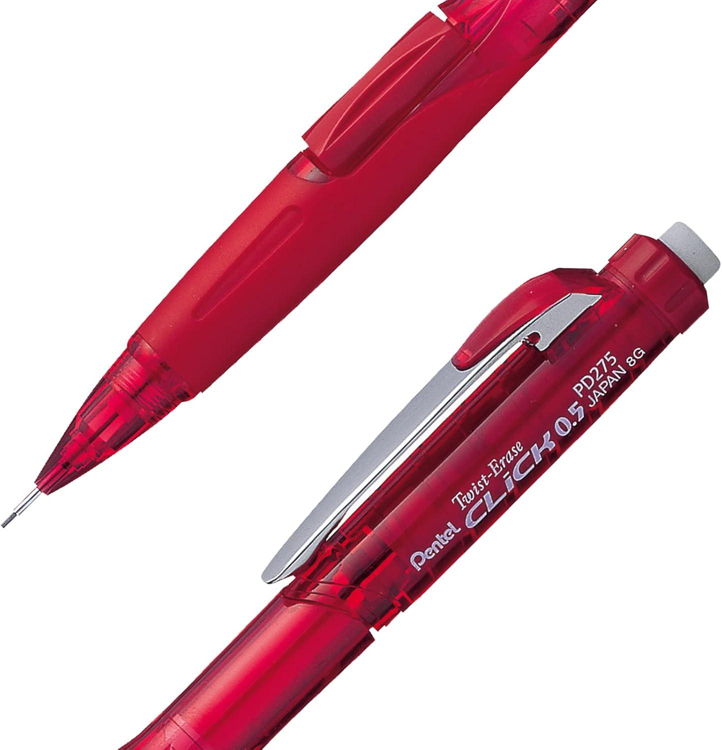 image:imagePentel TwistErase Click Mechanical Pencil 05mm Transparent Red Barrel Box of 12 PD275TB