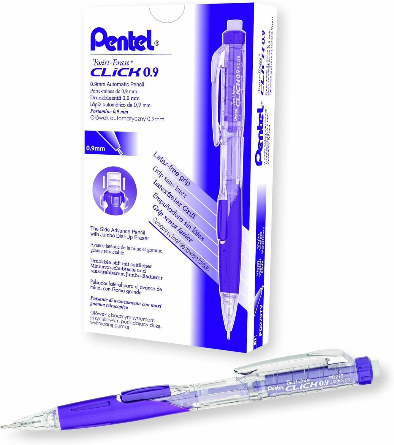 image:imagePentel TwistErase Click Mechanical Pencil 09mm Assorted Violet Barrel Colors Color May Vary Box of 12 PD279TV