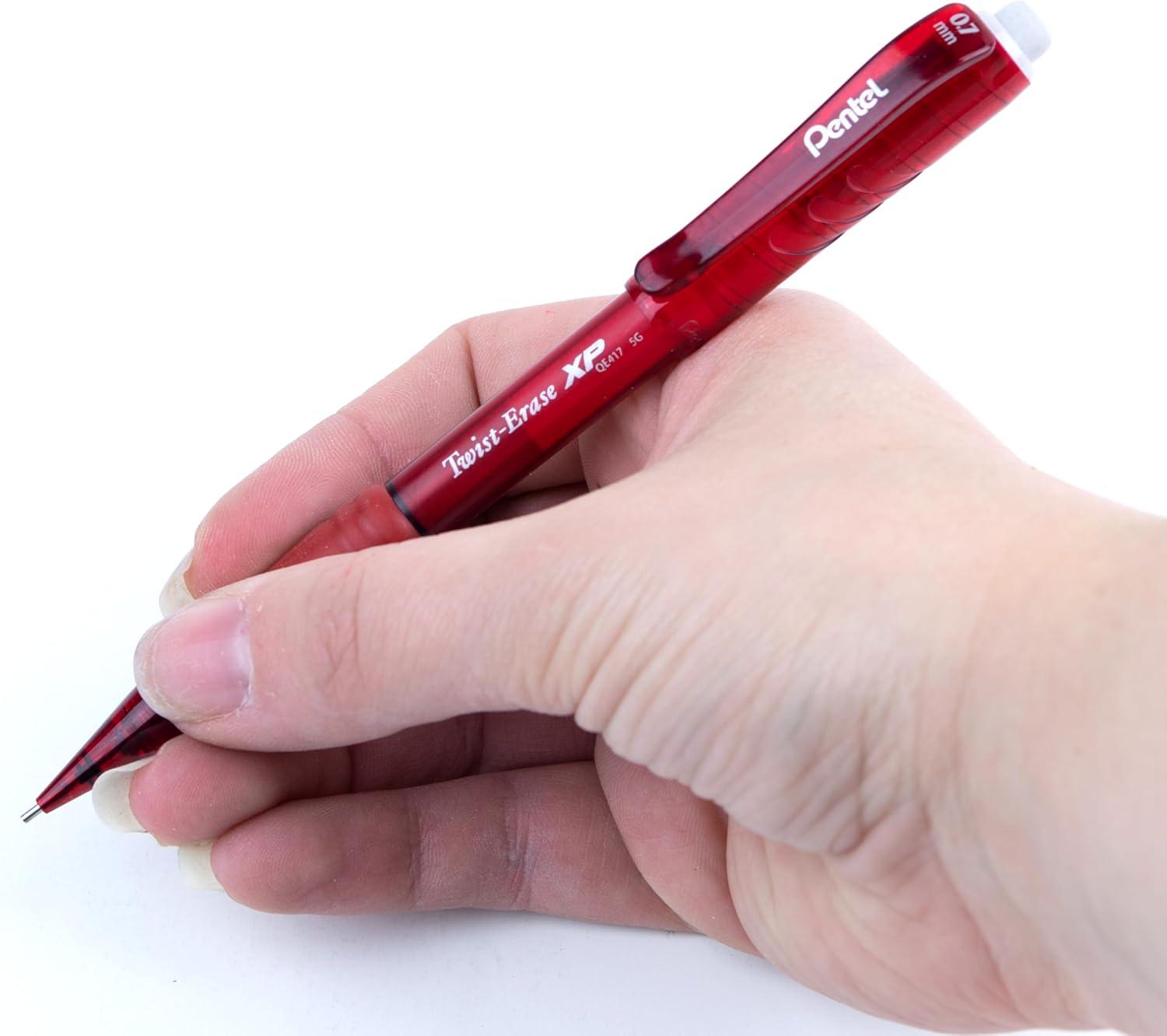 image:imagePentel TwistErase Express Mechanical Pencil 07 mm Black Barrel Pack Of 12Red