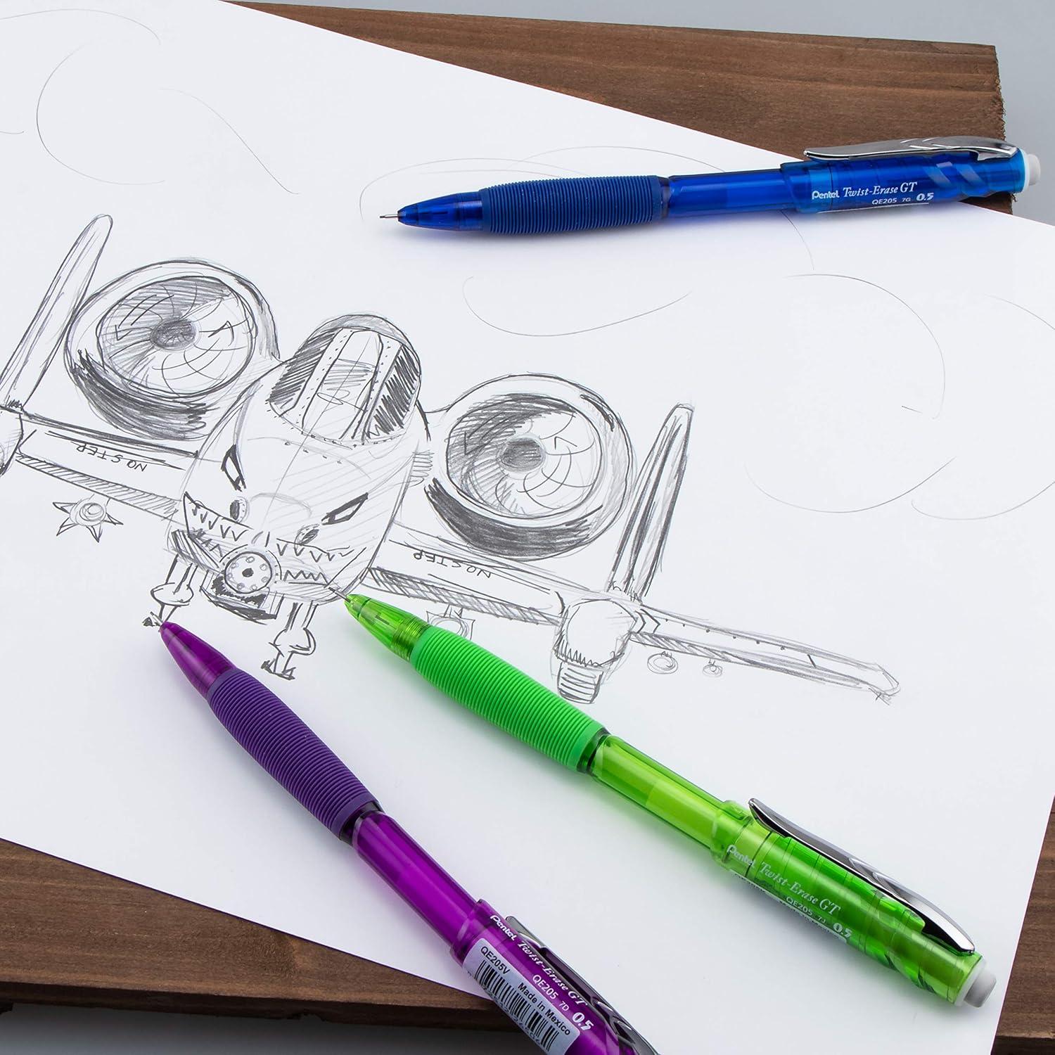 image:imagePentel TwistErase GT 05mm Mechanical Pencil Assorted Barrel Colors Color May Vary Pack of 2 QE205BP2M