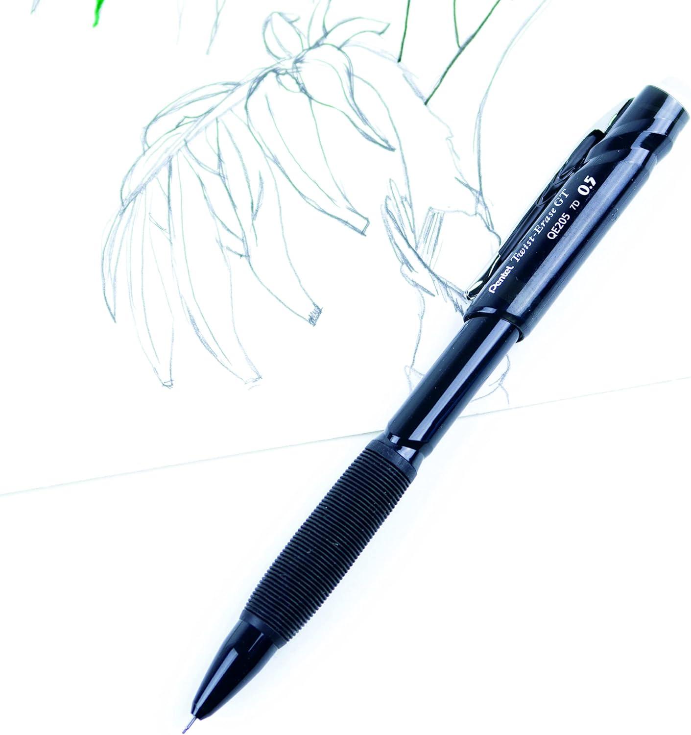 image:imagePentel TwistErase GT 05mm Mechanical Pencil Transparent Black barrel Box of 12 QE205A
