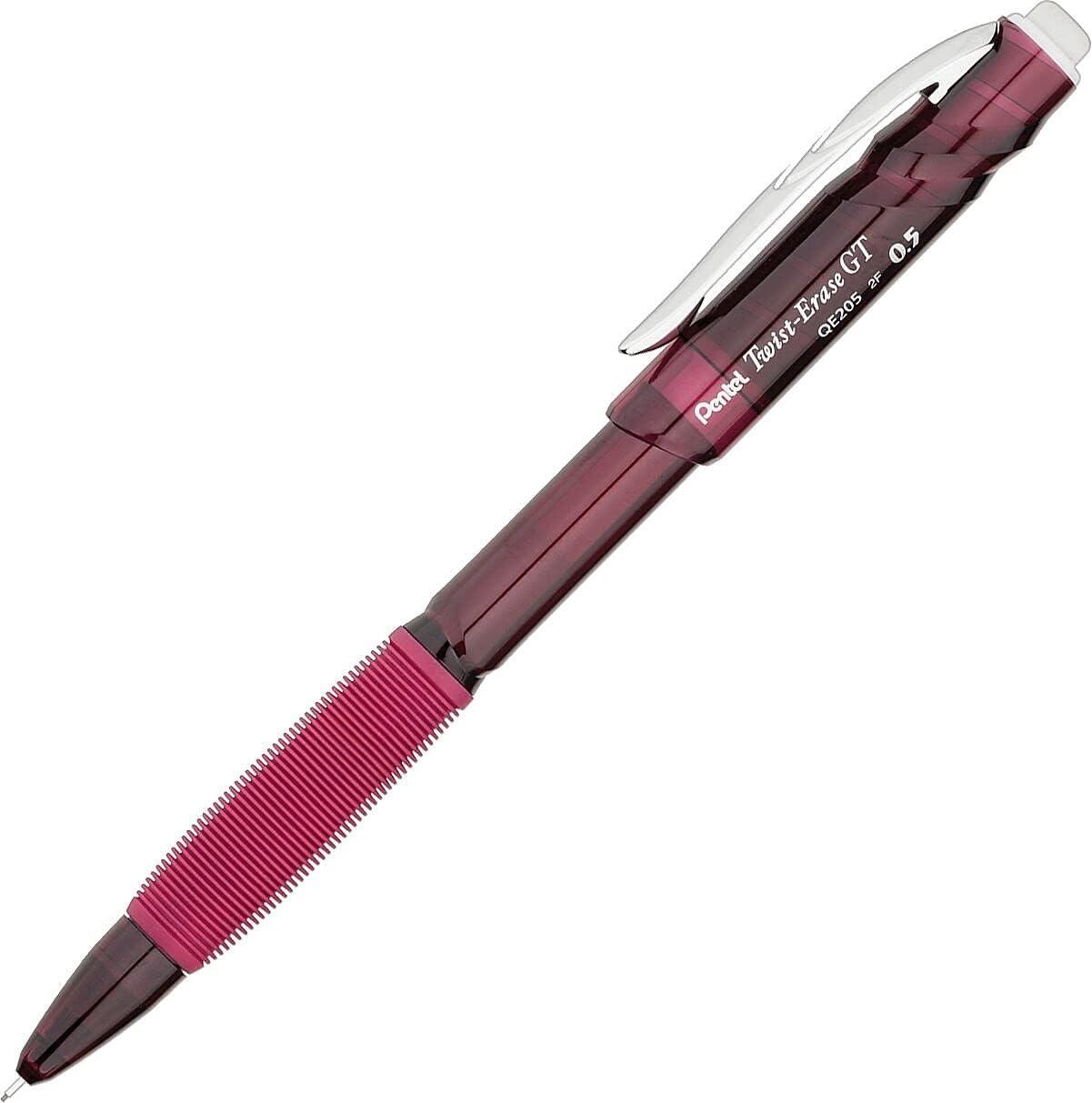 image:imagePentel TwistErase GT 05mm Mechanical Pencil Transparent Burgundy barrel Box of 12 QE205B