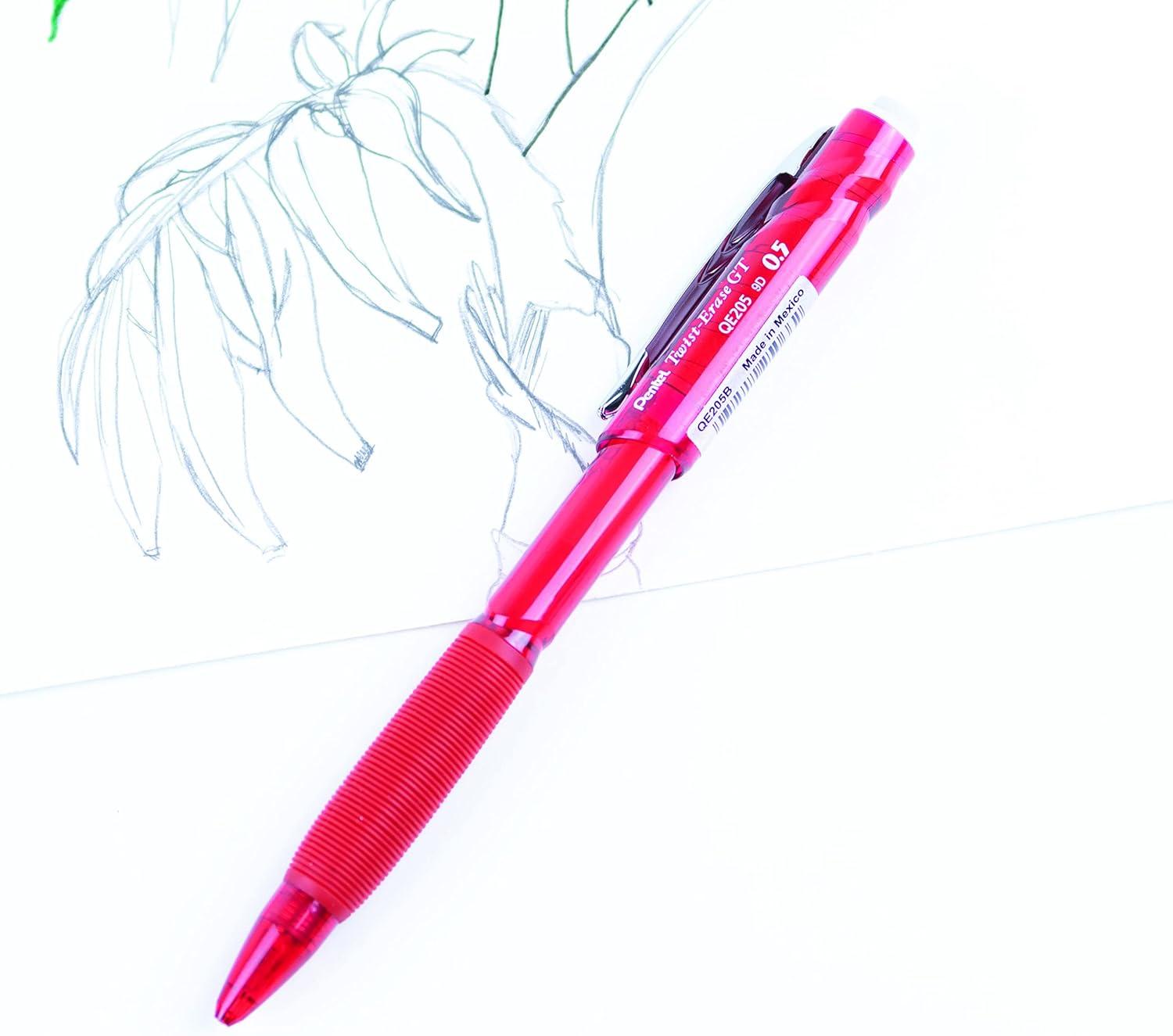 image:imagePentel TwistErase GT 05mm Mechanical Pencil Transparent Burgundy barrel Box of 12 QE205B