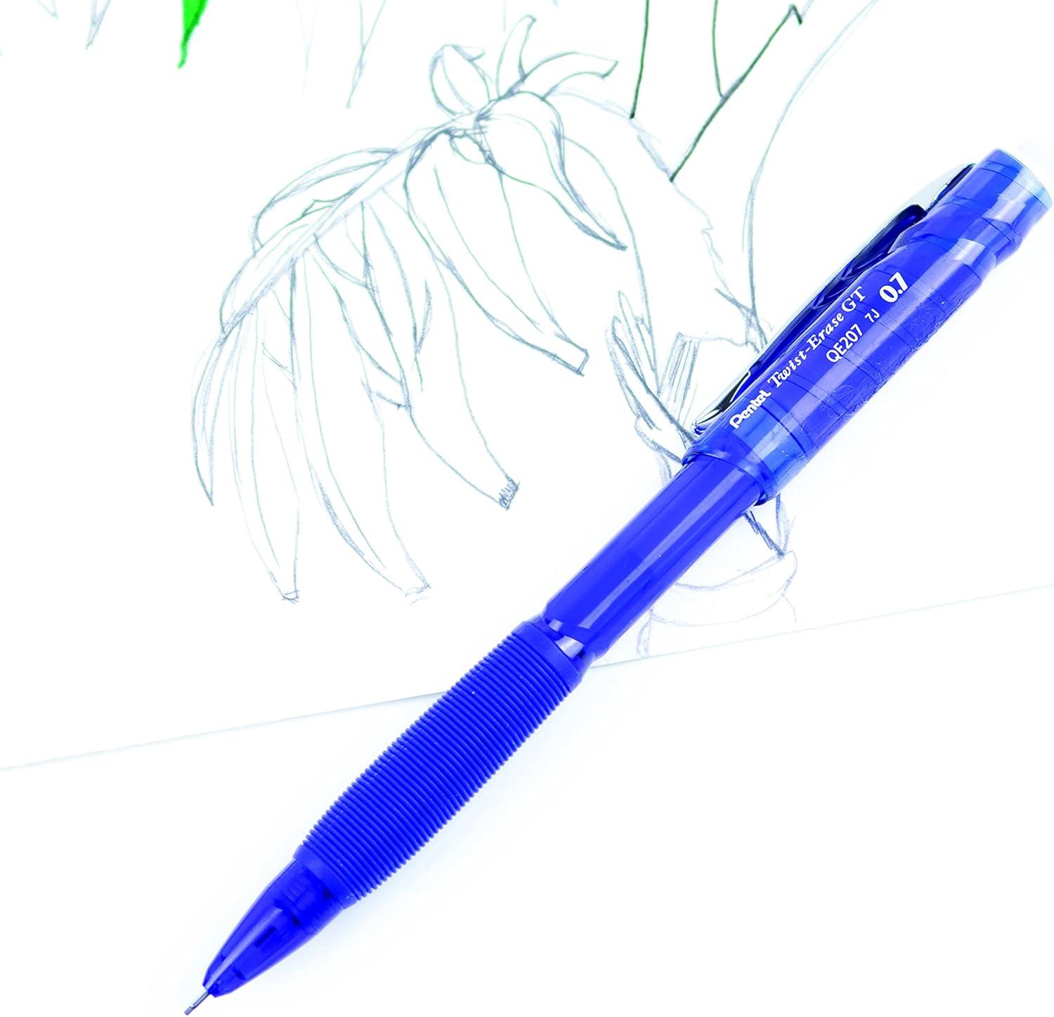 image:imagePentel TwistErase GT 07mm Mechanical Pencil Transparent Black Box of 12 QE207ABlue
