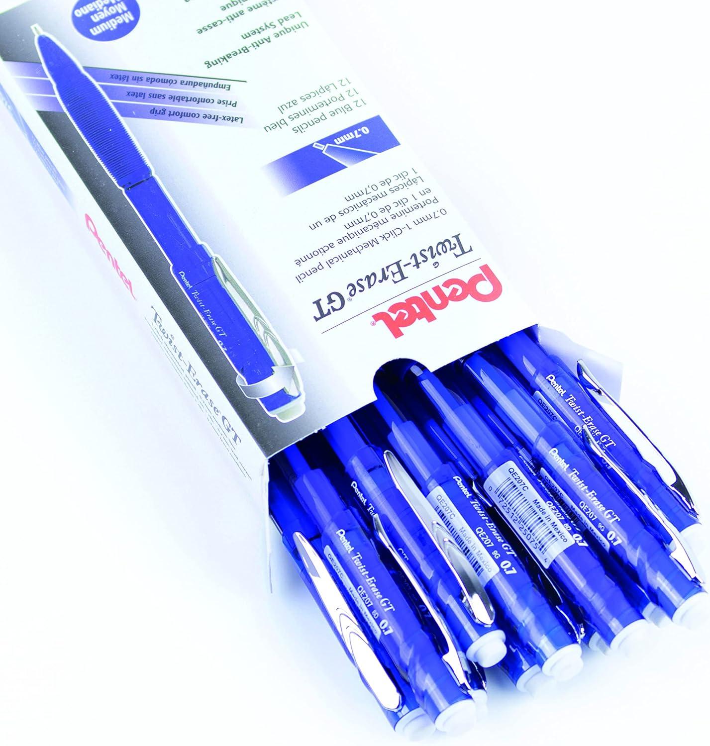 image:imagePentel TwistErase GT 07mm Mechanical Pencil Transparent Black Box of 12 QE207ABlue