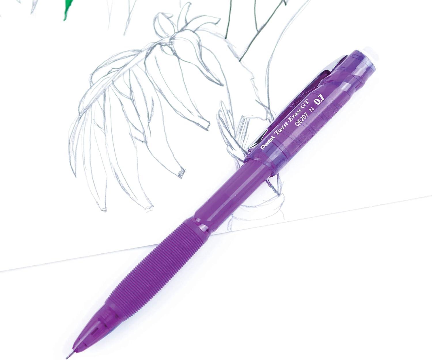 image:imagePentel TwistErase GT 07mm Mechanical Pencil Transparent Black Box of 12 QE207APurple
