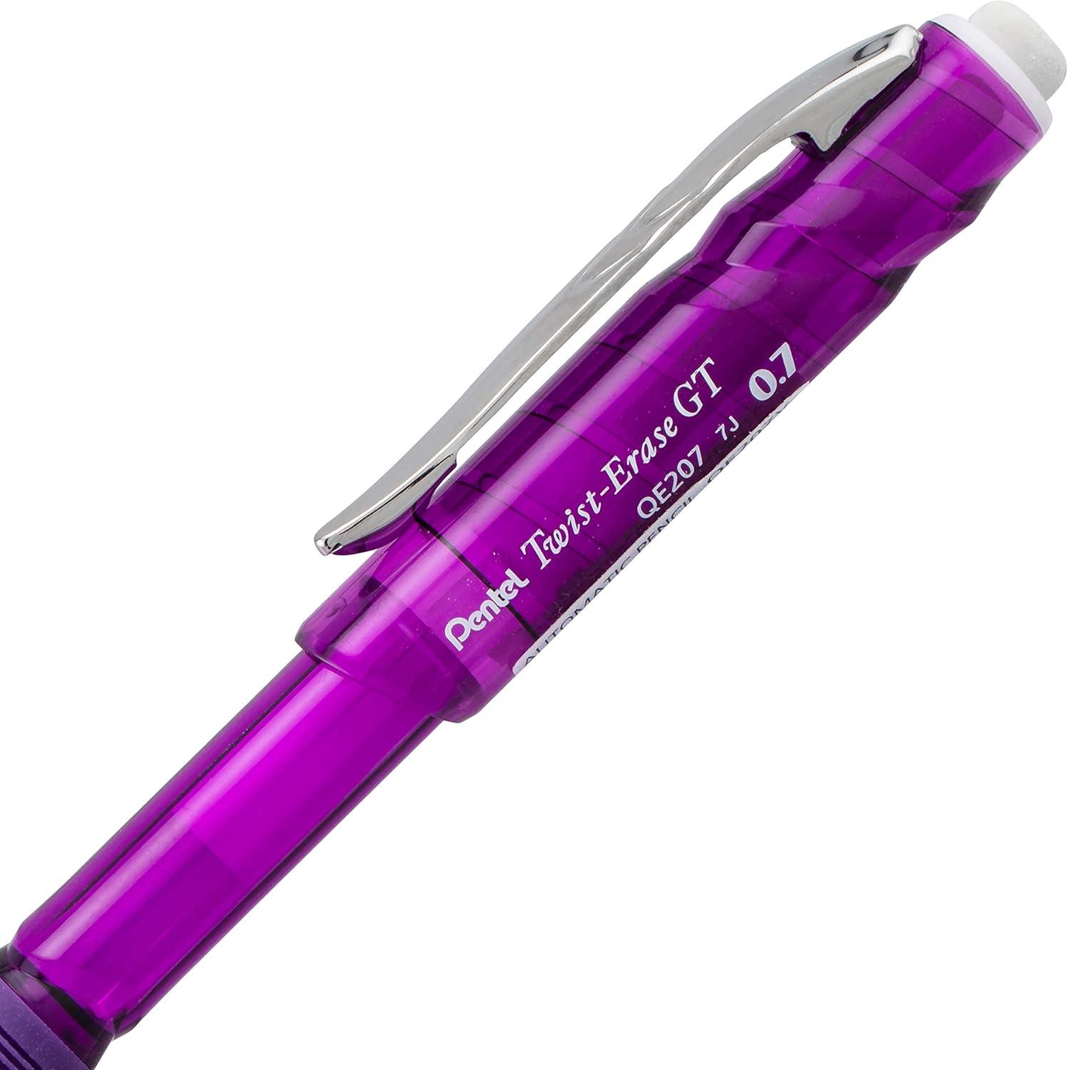image:imagePentel TwistErase GT 07mm Mechanical Pencil Transparent Black Box of 12 QE207APurple