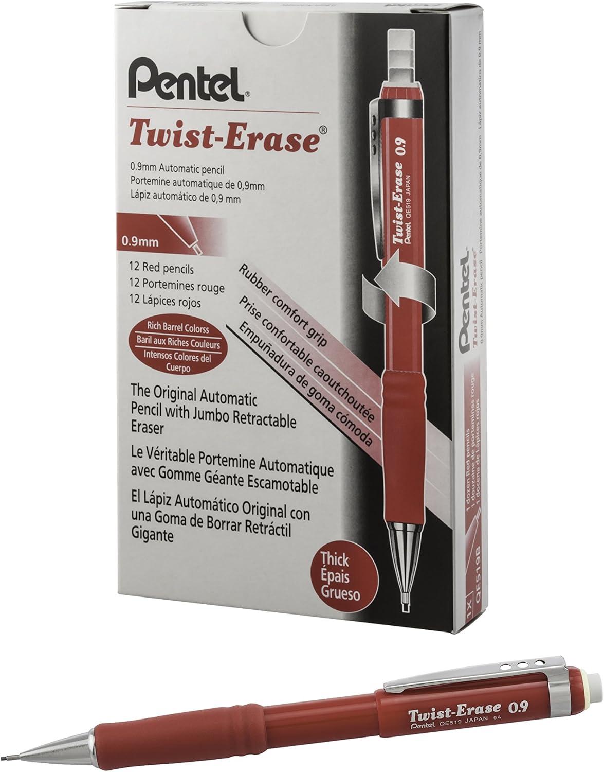 image:imagePentel TwistErase III Mechanical Pencil 09mm Violet Barrel Box of 12 QE519VRed