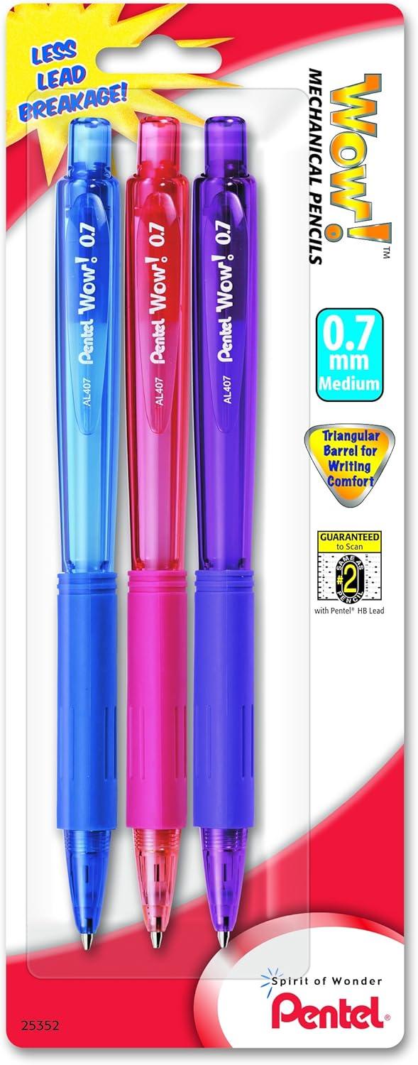 image:imagePentel Wow Mechanical Pencil 07mm Assorted Barrels 3 Pack AL407BP3MContemporary