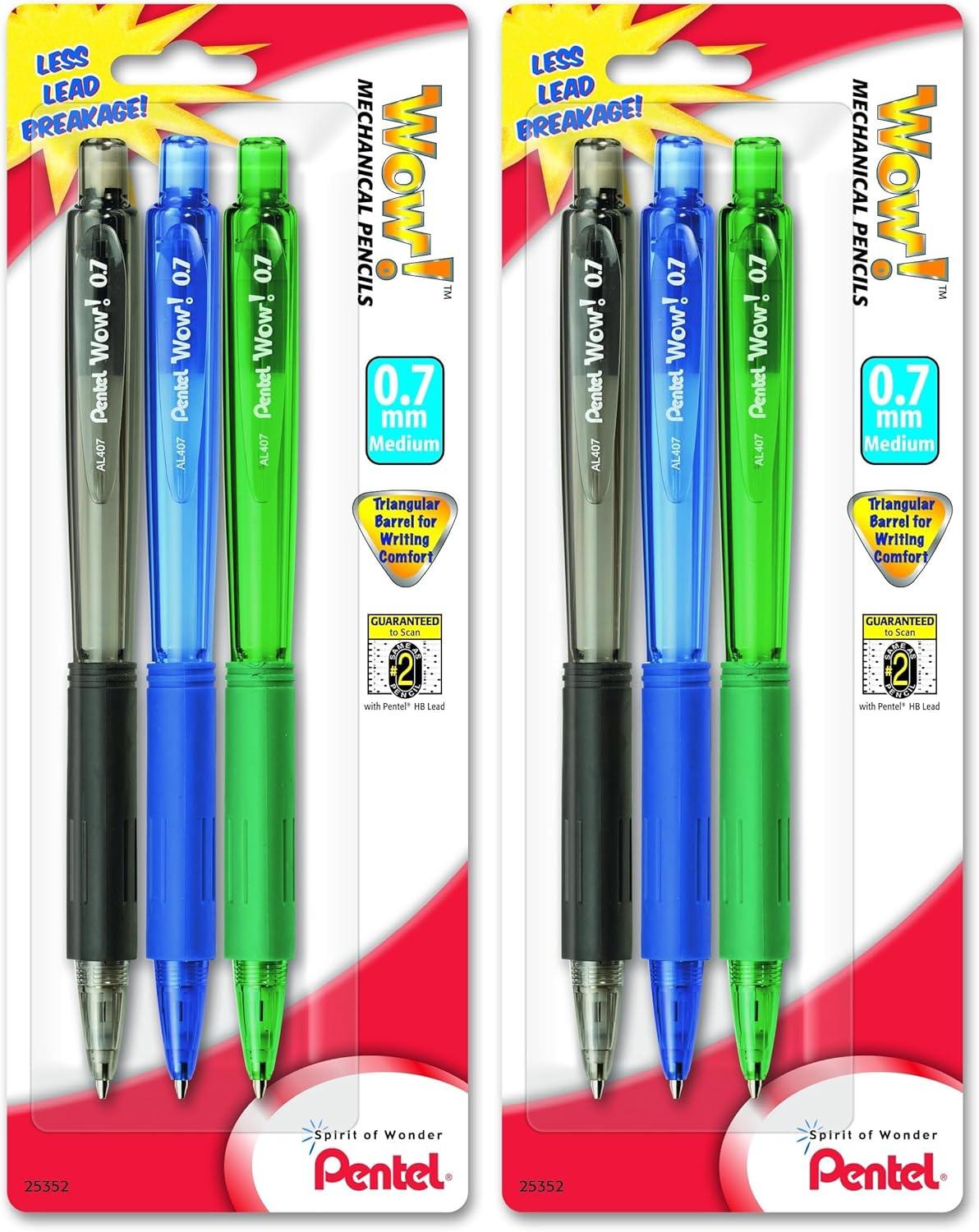 image:imagePentel Wow Mechanical Pencil 07mm Assorted Barrels 3 Pack AL407BP3MContemporary