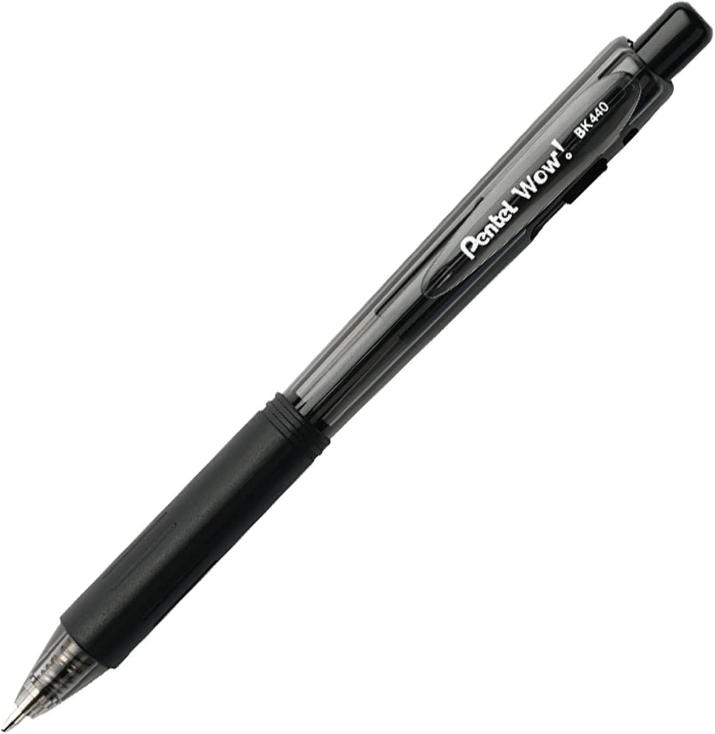 image:imagePentel Wow Retractable Ballpoint Pen 10mm Medium Line Black Ink Box of 12BK440A