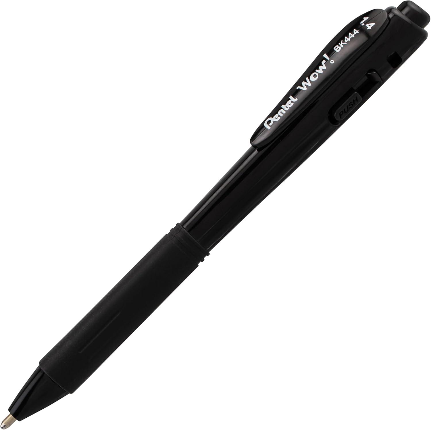 image:imagePentel Wow Retractable Ballpoint Pen 14mm Bold Line Assorted Ink Colors Pack of 18 BK444BP18MBlack