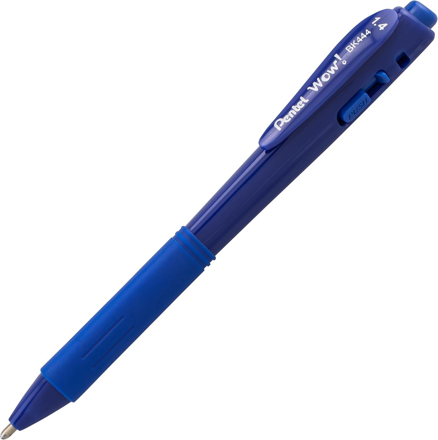 image:imagePentel Wow Retractable Ballpoint Pen 14mm Bold Line Assorted Ink Colors Pack of 18 BK444BP18MBlue