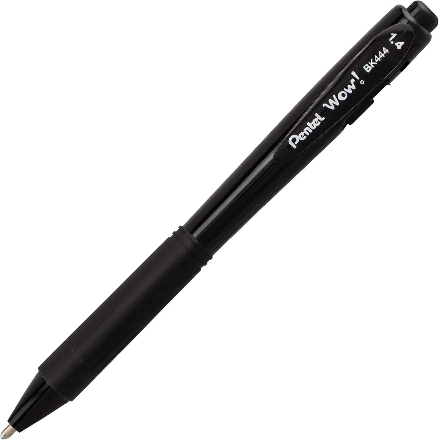 image:imagePentel Wow Retractable Ballpoint Pen 14mm Bold Line Blue Ink Pack of 8 BK444BP8CBlack