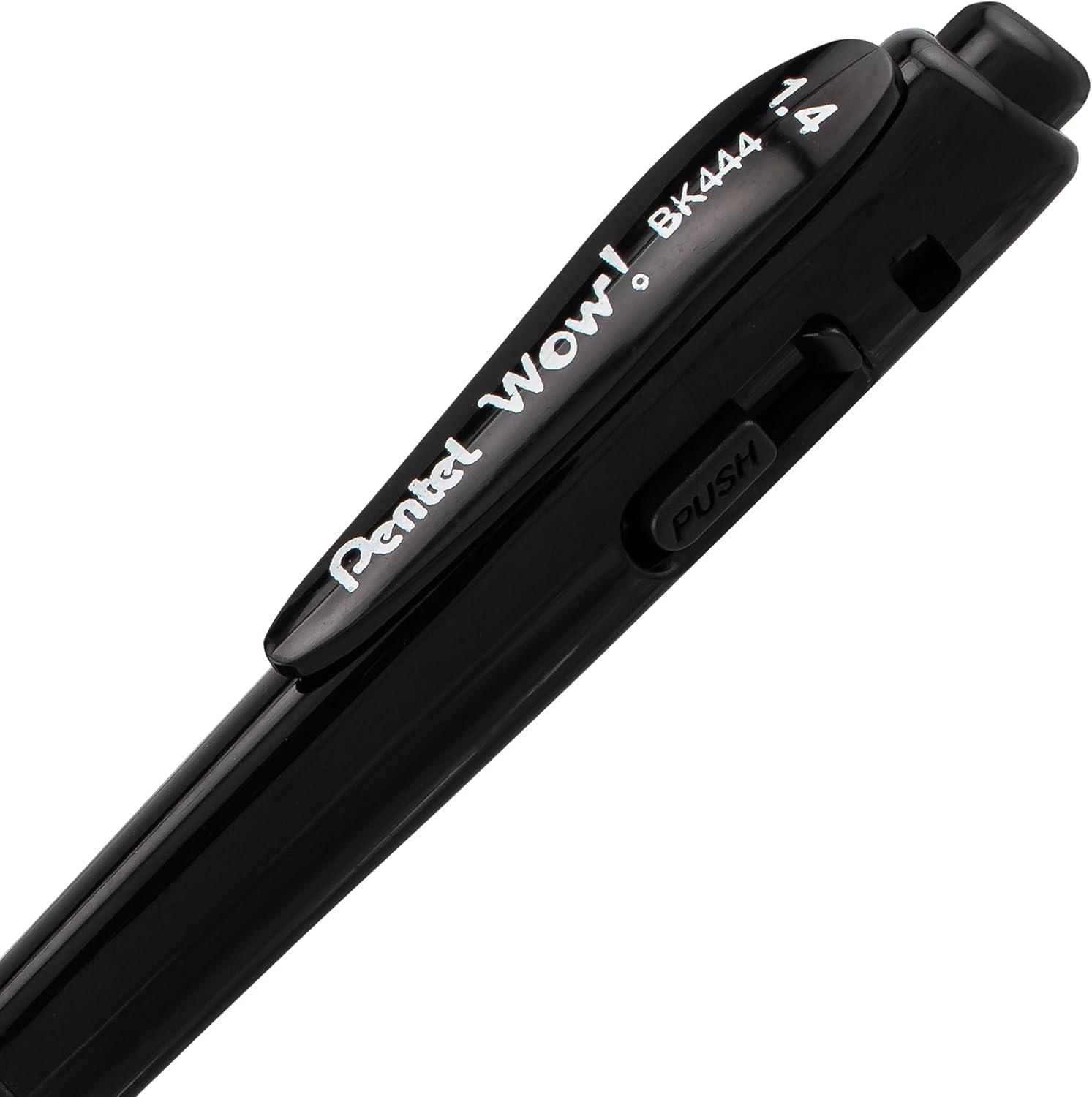 image:imagePentel Wow Retractable Ballpoint Pen 14mm Bold Line Blue Ink Pack of 8 BK444BP8CBlack