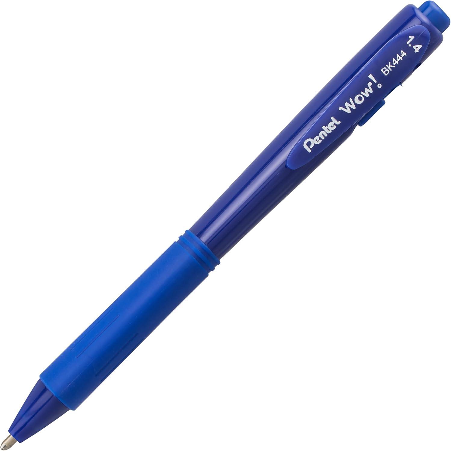 image:imagePentel Wow Retractable Ballpoint Pen 14mm Bold Line Blue Ink Pack of 8 BK444BP8CBlue