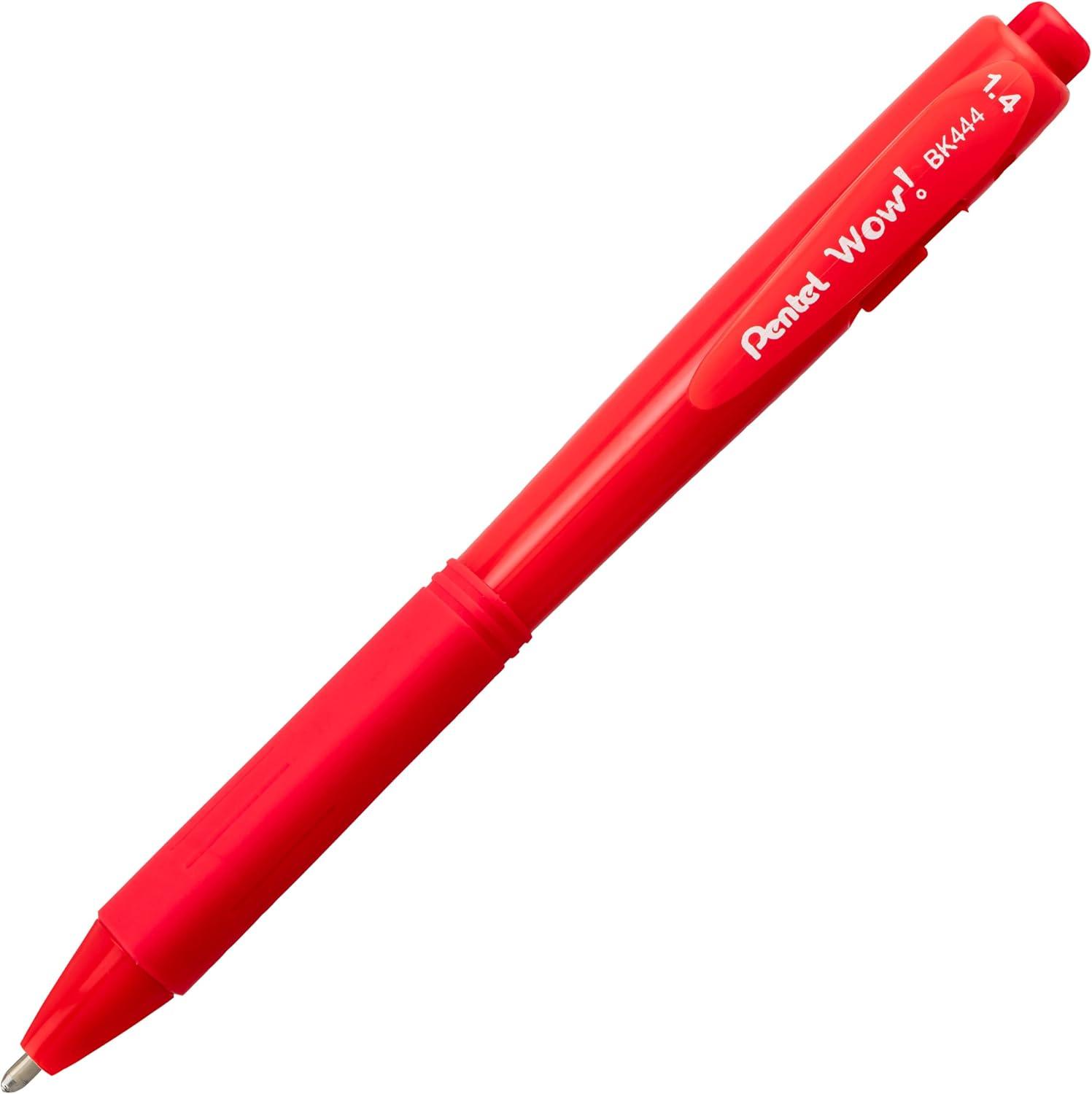 image:imagePentel Wow Retractable Ballpoint Pen 14mm Bold Line Blue Ink Pack of 8 BK444BP8CRed