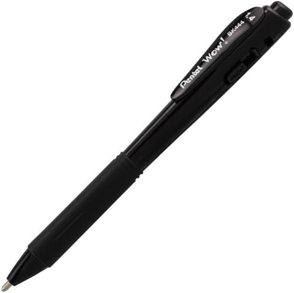 image:imagePentel Wow Retractable Super Smooth Ballpoint Pen 14mm Bold Line Triangular Barrel Black Ink 12 Pack