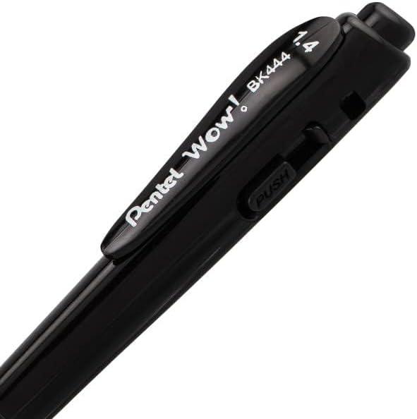 image:imagePentel Wow Retractable Super Smooth Ballpoint Pen 14mm Bold Line Triangular Barrel Black Ink 12 Pack
