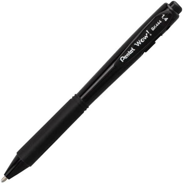 image:imagePentel Wow Retractable Super Smooth Ballpoint Pen 14mm Bold Line Triangular Barrel Black Ink 12 Pack