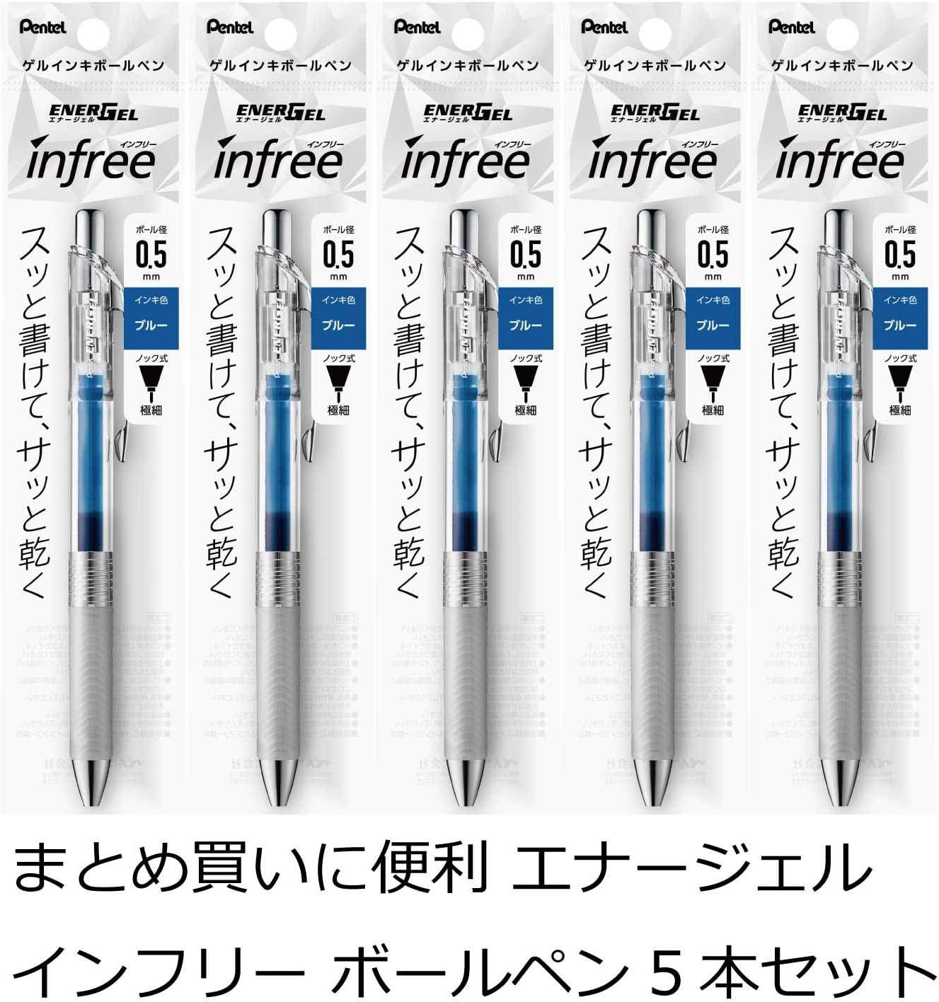 image:imagePentel XBLN75TLCA EnerGel Ink Ballpoint Pen 05 Blue Black 5 Piecesblue