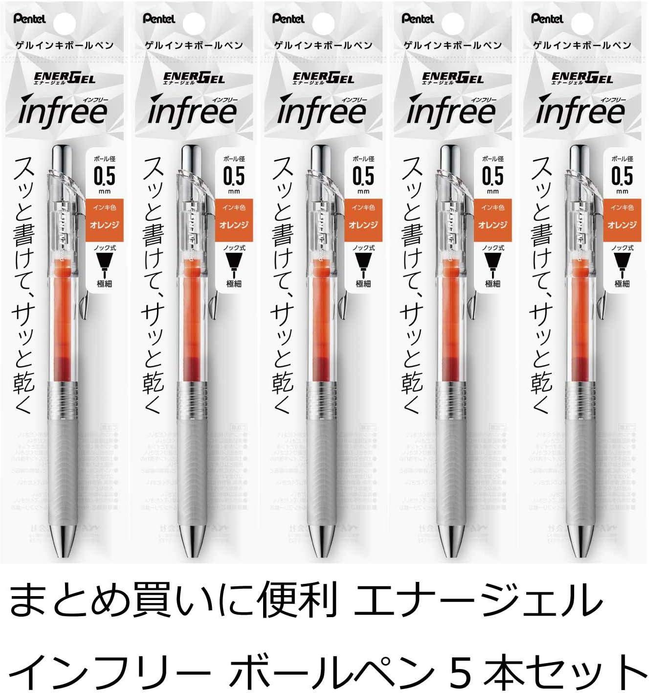 image:imagePentel XBLN75TLCA EnerGel Ink Ballpoint Pen 05 Blue Black 5 Piecesorange