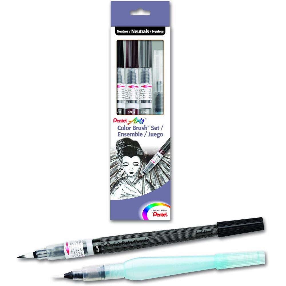 image:imagePentel Arts Aquash Water Brush Assorted Tips Pack of 4 FRHBP4MBox Gift Set