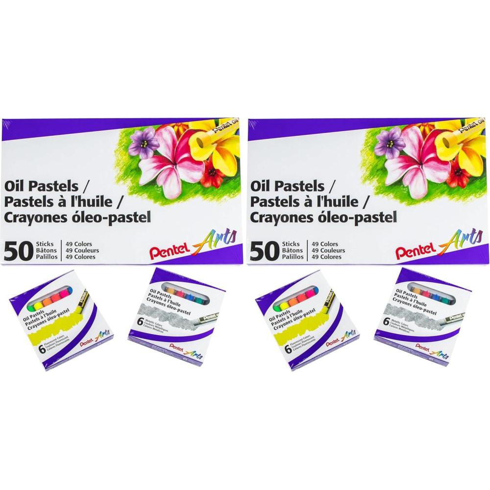 image:imagePentel Arts Oil Pastel Set Assorted Colors Set of 25 PHN2562 Count Pack of 2