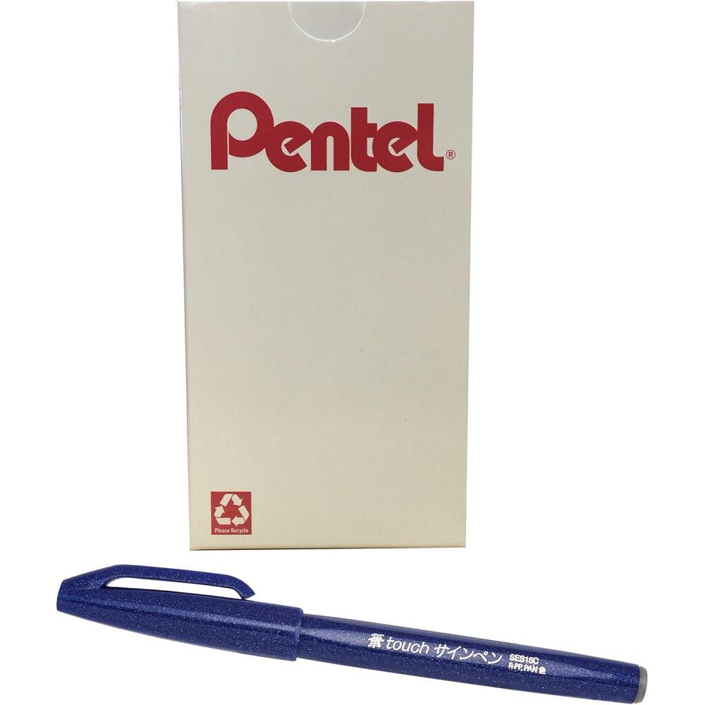 image:imagePentel Arts Sign Pen Brush Pale Blue Ink Box of 12 PensBlue