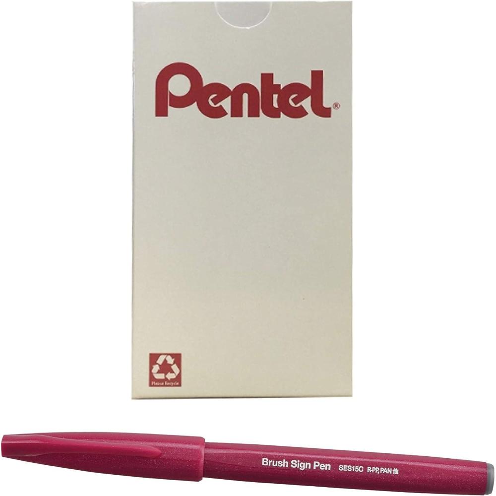 image:imagePentel Arts Sign Pen Brush Pale Blue Ink Box of 12 PensBurgundy