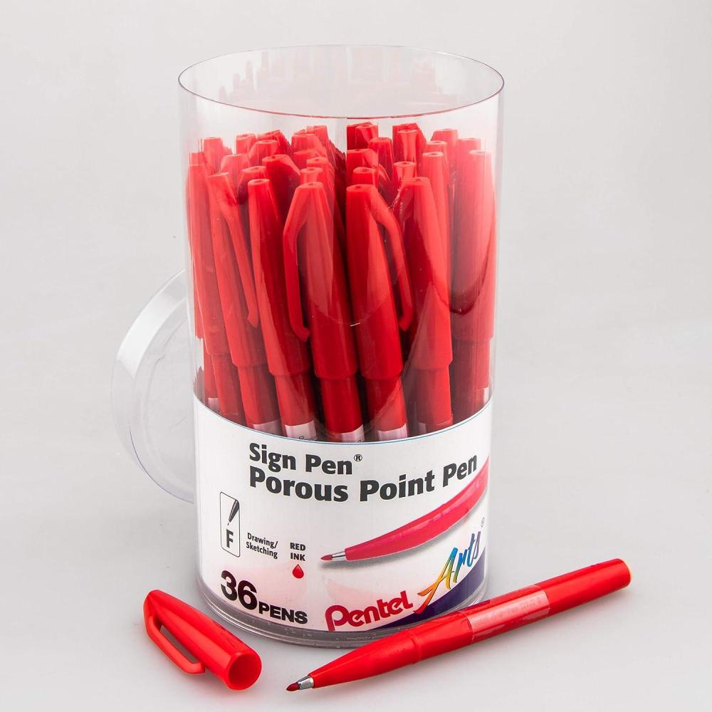 image:imagePentel Arts Sign Pen Fibertipped Black Ink 36pk Canister S520PC36ABlue