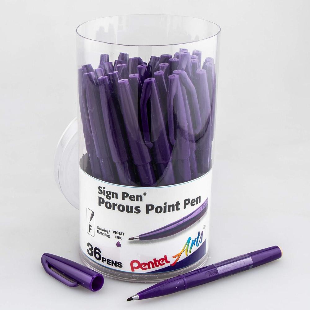 image:imagePentel Arts Sign Pen Fibertipped Black Ink 36pk Canister S520PC36AViolet
