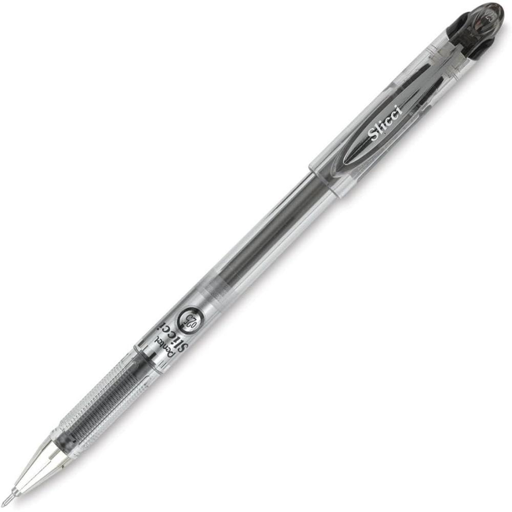 image:imagePentel Arts Slicci 08mm Needle Tip Medium Gel Pen Silver Metallic Ink BG208Z 12 PackBlack
