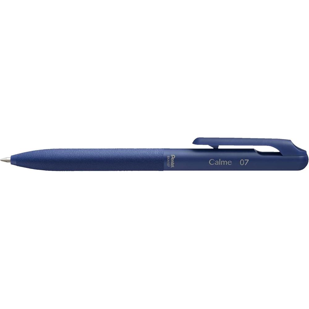 image:imagePentel BXA107CC Calme ballpoint pen clearly dampened click noise grip zone in leather look refillable ball 07 mm line width 035 mm ink colour blue pack of 1blue