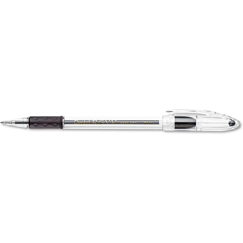 image:imagePentel Ballpoint Pen Medium Point 24PK Black InkClear Barrel PENBK91ASWUS