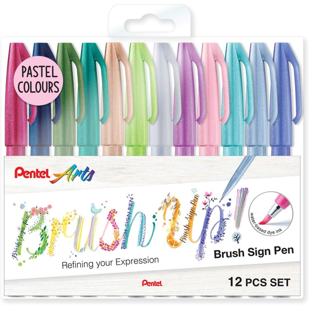 image:imagePentel Brush Sign Pen Pastel colors SES15C Brush Nib Fibre Tip