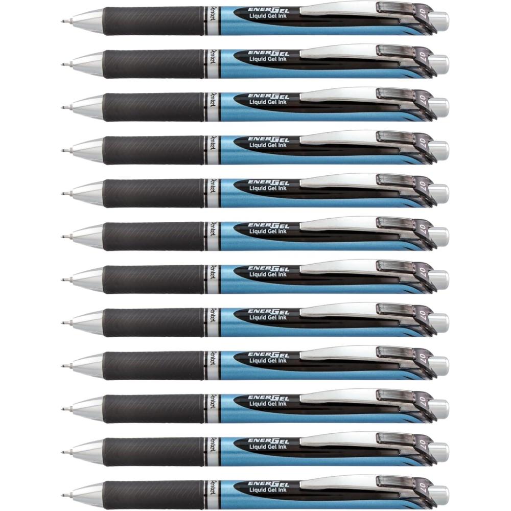 image:imagePentel EnerGel Deluxe RTX Retractable Liquid Gel Pen Medium Line Needle Tip Blue Ink Box of 12 BLN77C 07mm needleBlack